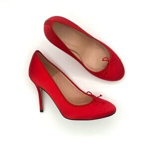 J crew Collection made-in-Italy ballet pumps silk shoes in holiday Red size 8
